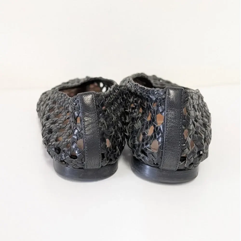 Margaux The Woven Paz Nappa Leather Flats Womens 39M/US8.5-9 Black